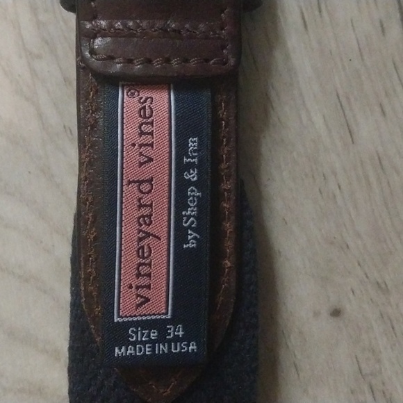 Mens Vineyard Collegate Brass Canvas Leather Design Belt Size 34 Resortwear - Picture 4 of 8